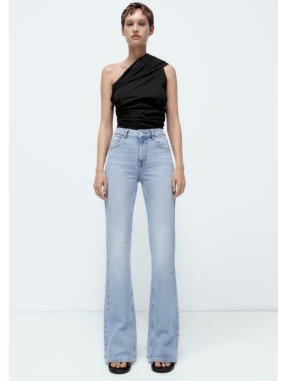 Zara Back Slit Flared Jeans